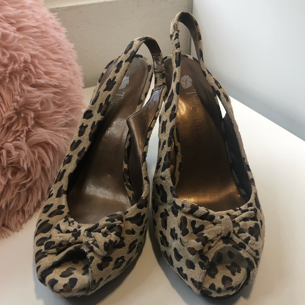 Two Lips Cheetah print platform heels